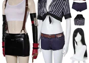 Top Women’s Black Striped Swimsuit for Tifa Lockhart Fans Perfect for Parties